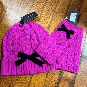 Kate Spade Fuchsia Knit Hat and Mittens Set